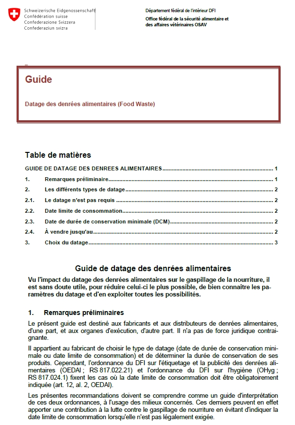 Datage des denrées alimentaires